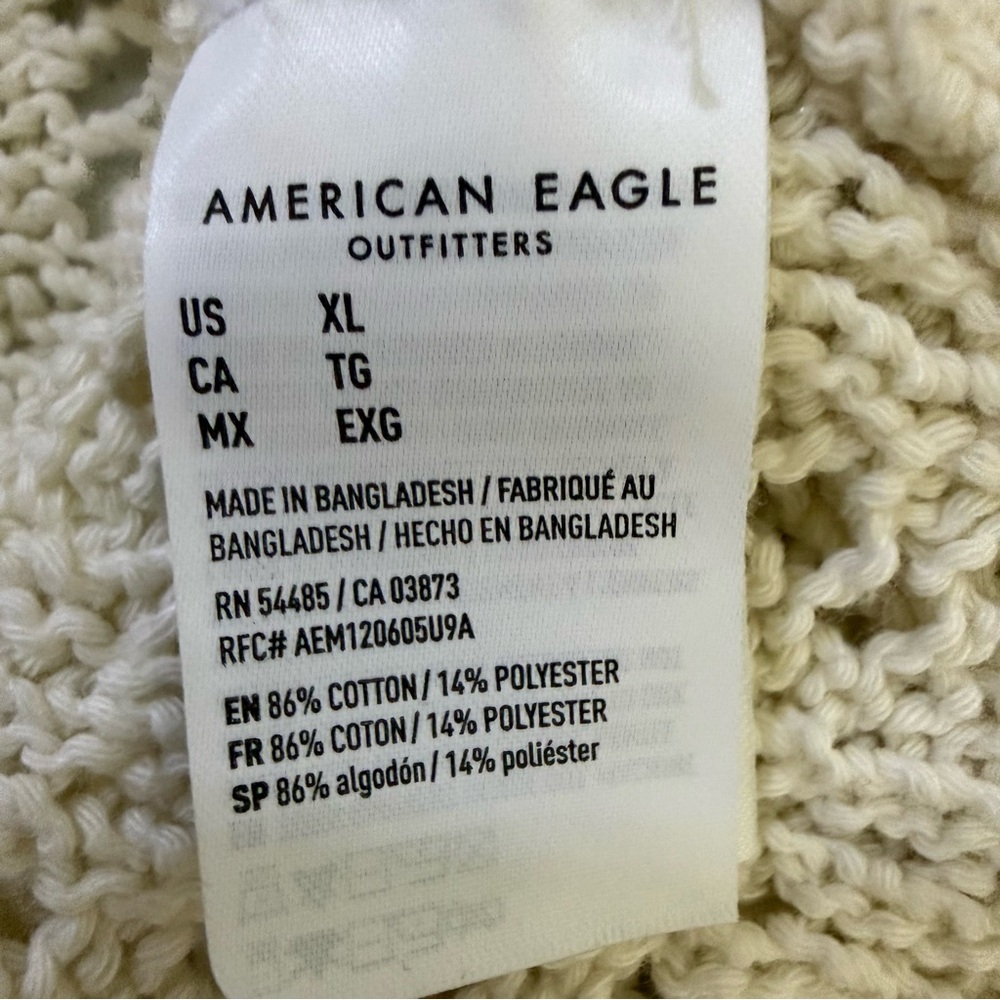 American Eagle Cream Open Knit Collared Sweater — Size XL - Picture 8 of 10
